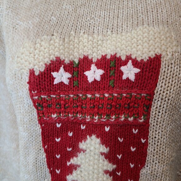 Vintage Liz Claiborne Sweater Womens Size XL 90s Christmas Stocking Holiday Ski - Picture 2 of 11